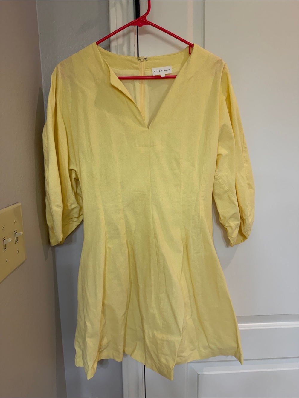 entro Yellow Split-Neck Dress